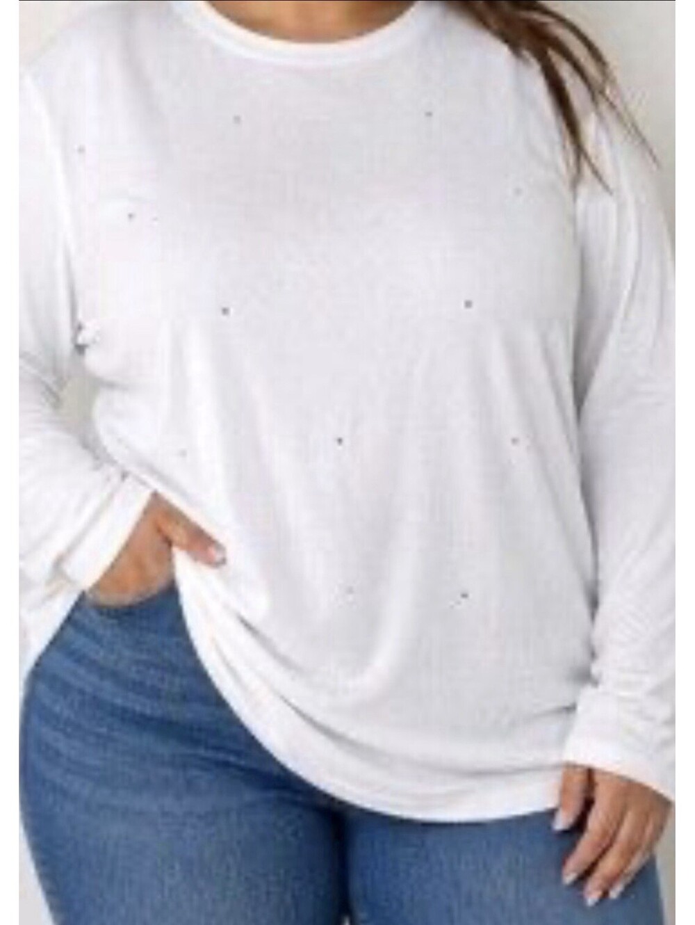 a new day top Scooped Neck White 3x With Sparkles